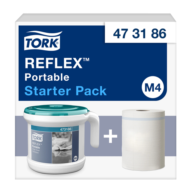 Reinigingsdoekdispenser Tork M4 Reflex Performance dispenserdoos startpakket wit 