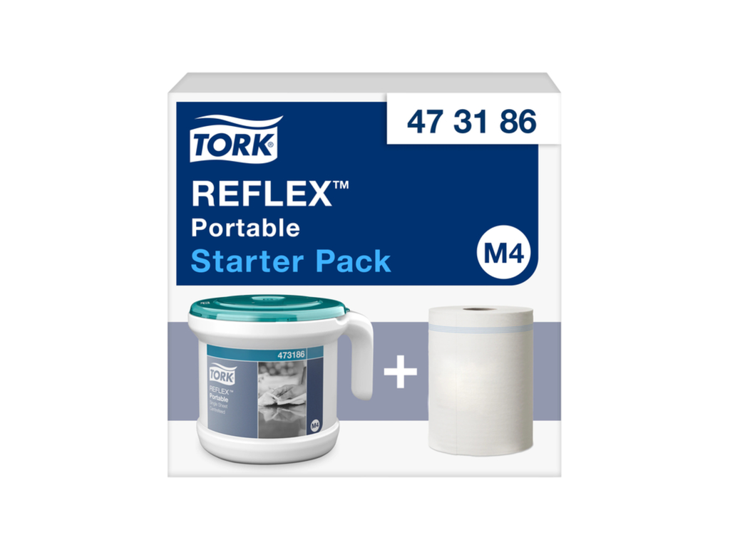 Reinigingsdoekdispenser Tork M4 Reflex Performance dispenserdoos startpakket wit 