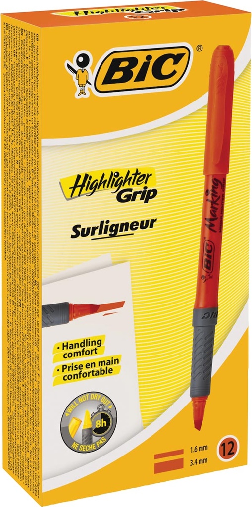 Markeerstift Highlighter Grip Bic  oranje (12)