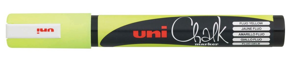Krijtmarker fluo Uni-ball  geel ronde punt van 1,8 - 2,5 mm