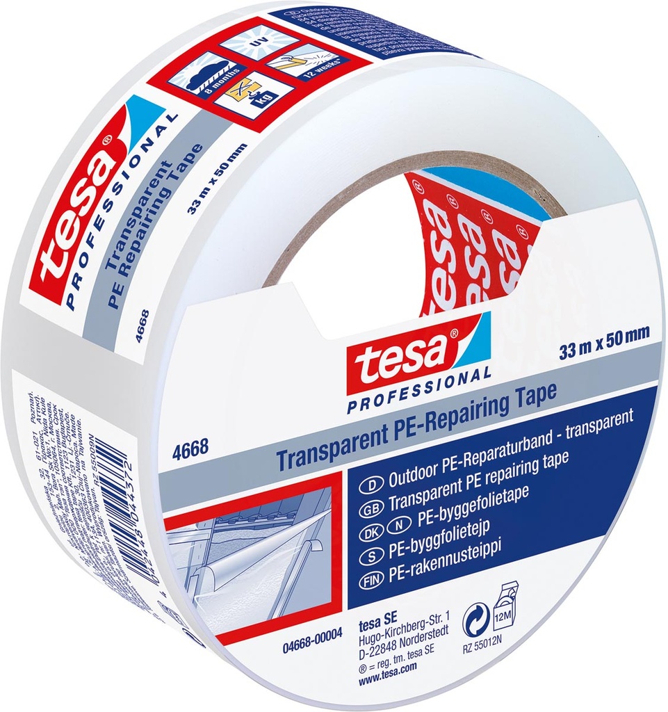 PE-reparatietape tesa  50 mm x 33 m transparant