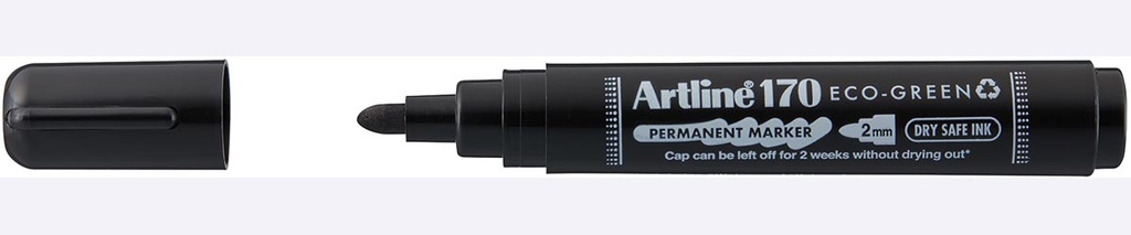 Permanent marker Artline Drysafe 170 Eco-Green 2 mm ronde punt zwart