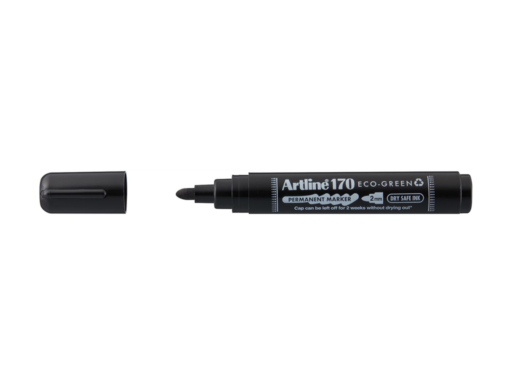 Permanent marker Artline Drysafe 170 Eco-Green 2 mm ronde punt zwart