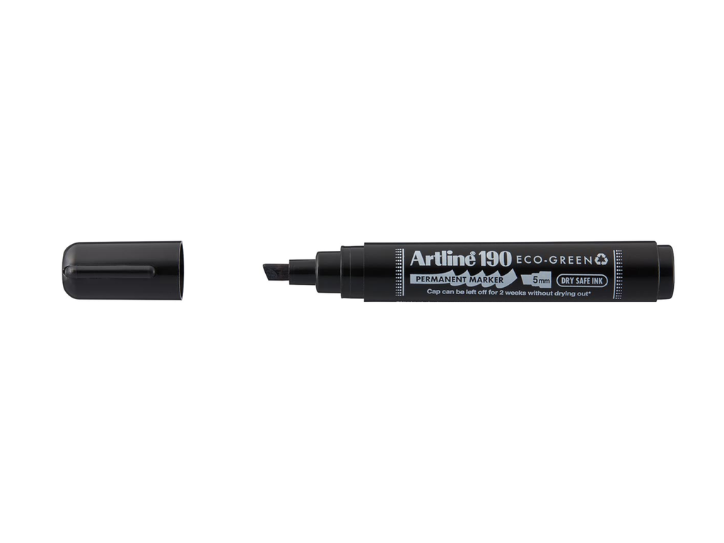 Permanent marker Artline Drysafe 190 Eco-Green 2-5 mm schuine punt zwart