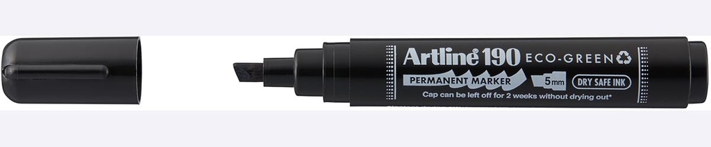 Permanent marker Artline Drysafe 190 Eco-Green 2-5 mm schuine punt zwart