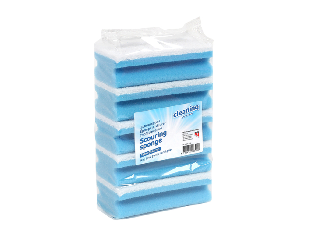 Schuurspons Cleaninq met greep 140x70x42mm blauw/wit (5)