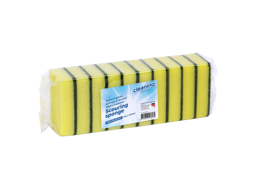 Schuurspons Cleaninq geel/groen 100x70x25mm (10)