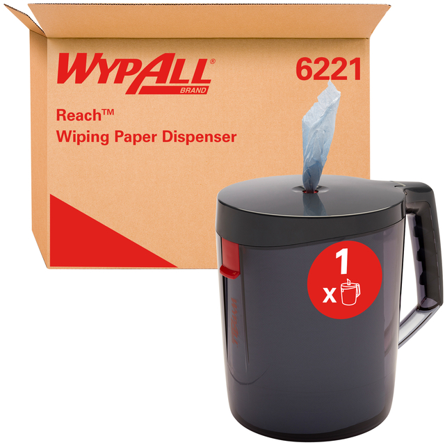 Poetspapierdispenser WypAll L10 Reach draagbare dispenser zwart 