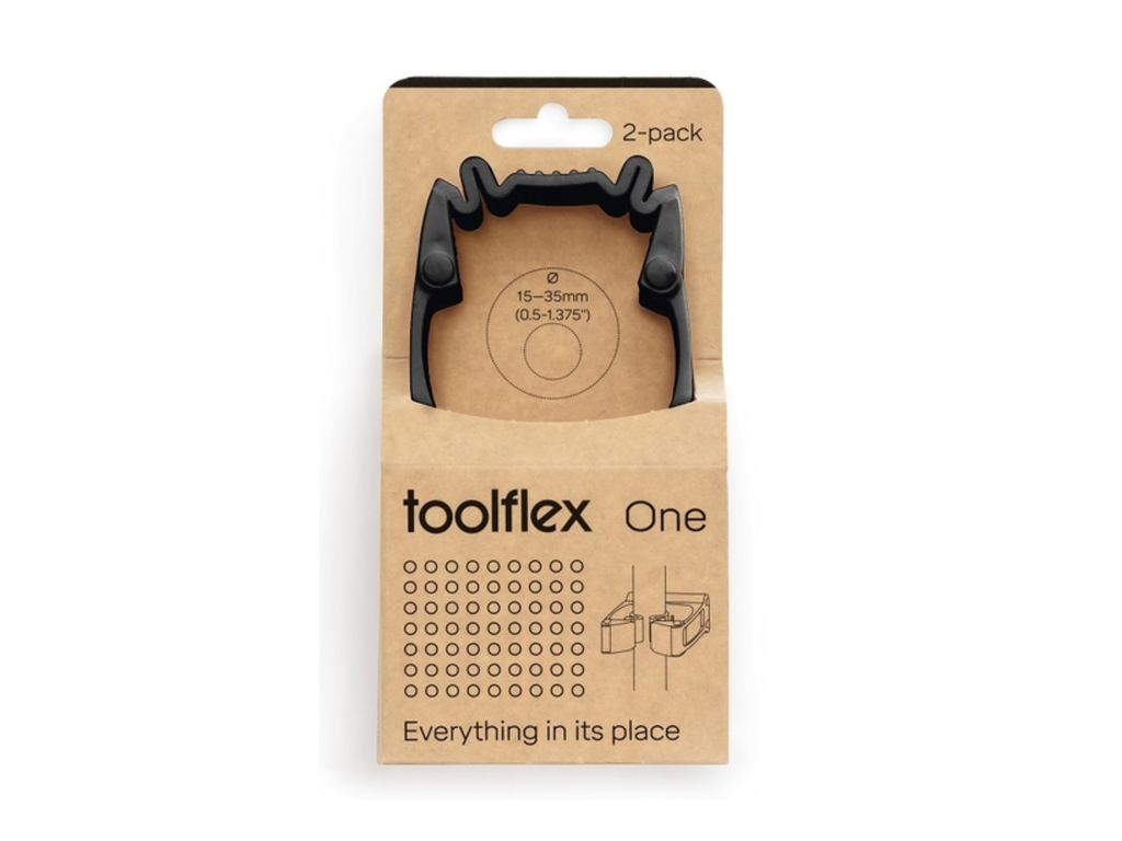 Wandhouder Toolflex One 2 klemmen met adapter ø 15/35 mm zwart