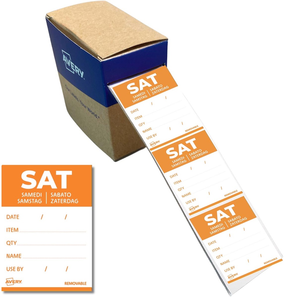 Etiketten voedselcodering Avery HACCP zaterdag  40 x 56 mm(500)