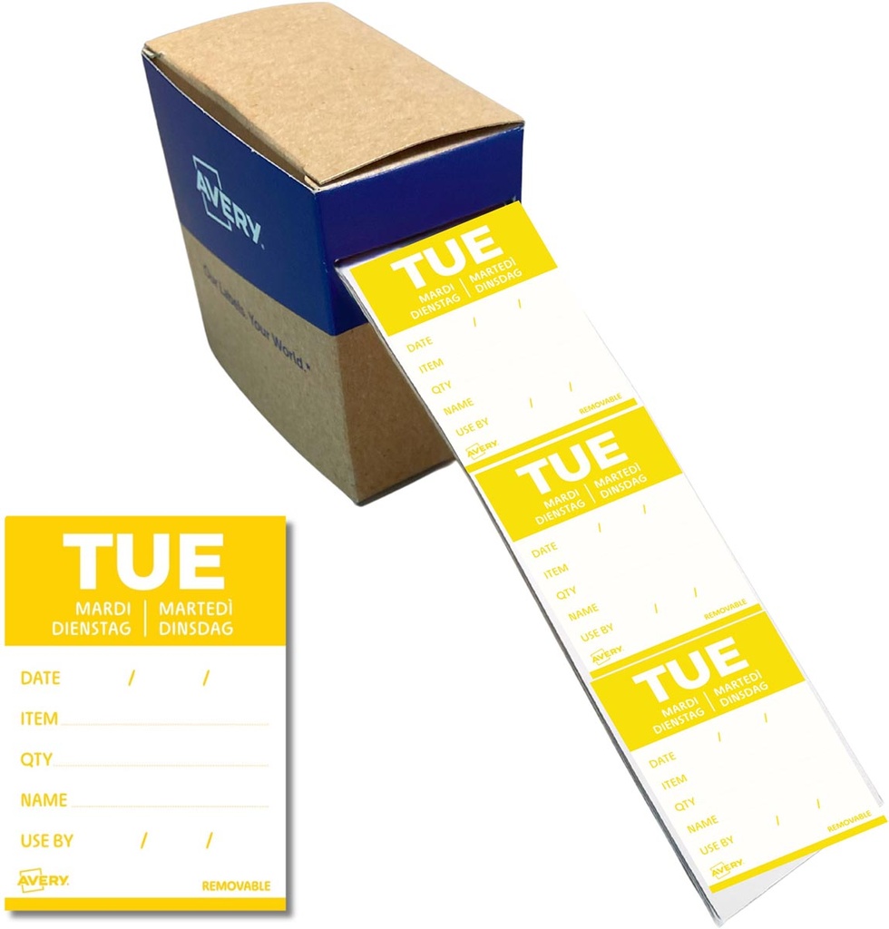 Etiketten voedselcodering Avery HACCP dinsdag  40 x 56 mm(500)