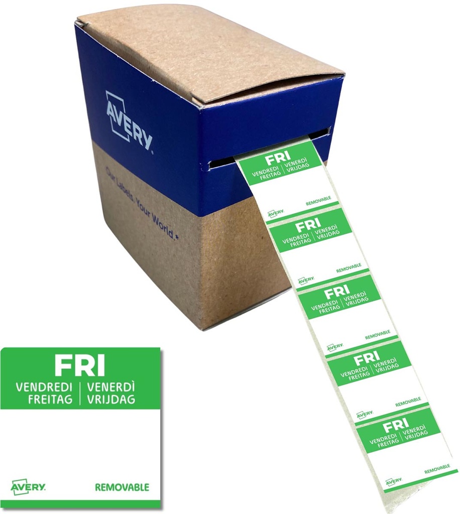 Etiketten voedselcodering Avery HACCP vrijdag  25 x 25 mm(1000)