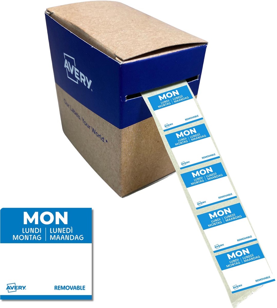 Etiketten voedselcodering Avery HACCP maandag  25 x 25 mm(1000)