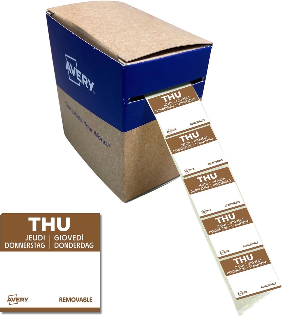 Etiketten voedselcodering Avery HACCP donderdag  25 x 25 mm(1000)