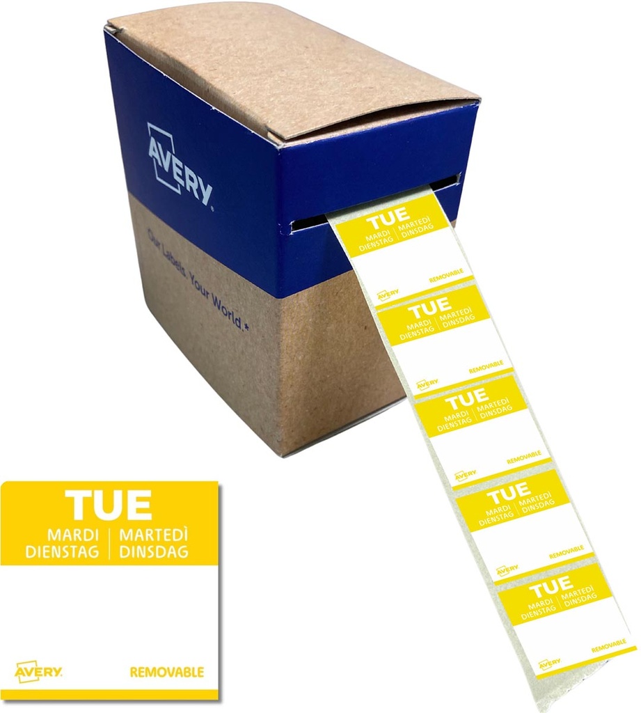 Etiketten voedselcodering Avery HACCP dinsdag  25 x 25 mm(1000)