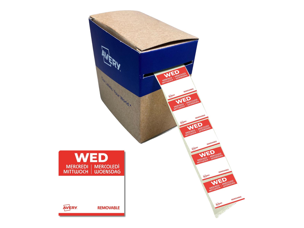 Etiketten voedselcodering Avery HACCP woensdag  25 x 25 mm(1000)