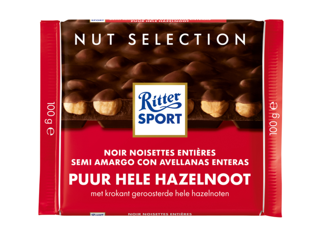 Chocolade Ritter Sport puur-hele hazelnoot 100gr