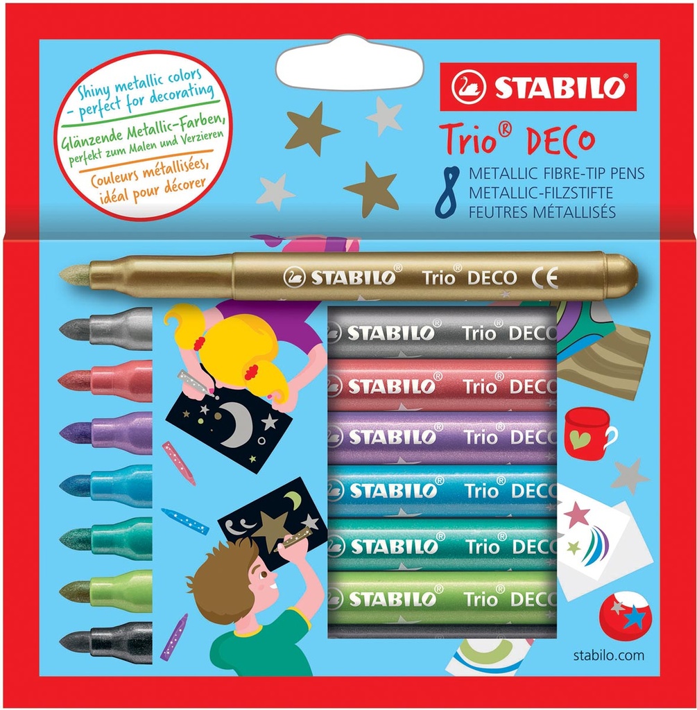 viltstift Stabilo trio deco metaalkleuren (8)