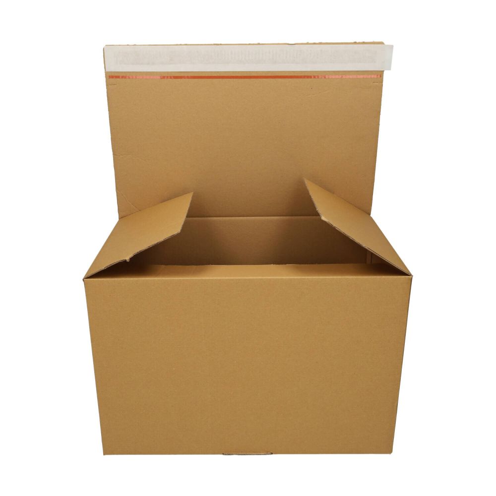 Doos enkele golf met strip en tearstrip 400x260x260mm bruin (50)