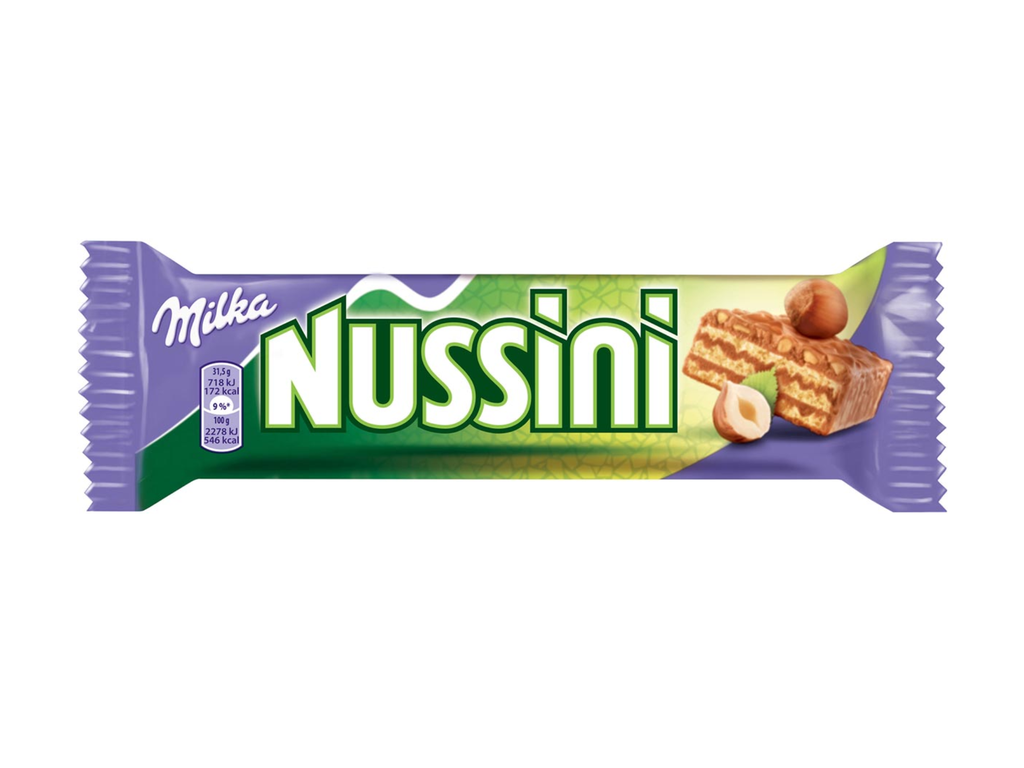 Reep chocolademelk Milka Nussini en hazelnoot 