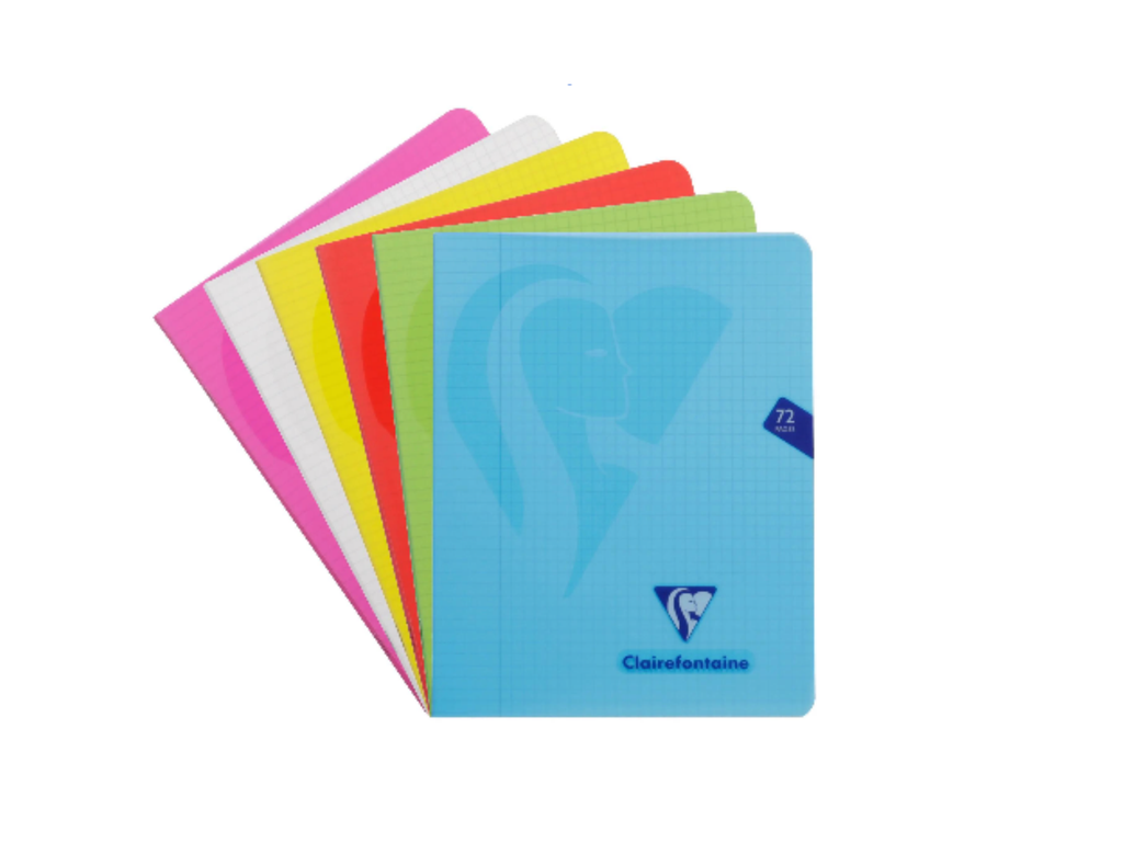 Schrift Clairefontaine Mimesys PP A5+ 16,5x21cm 36blz met kantlijn assorti 