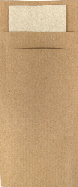 Bestekzakje Iezzy 190x85mm kraft met gerecycled servet (500)