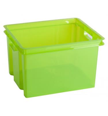 Stapelbox Crownest 30 L groen transparant 