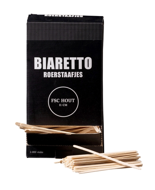 Roerstaafjes Biaretto hout 11cm (2000)