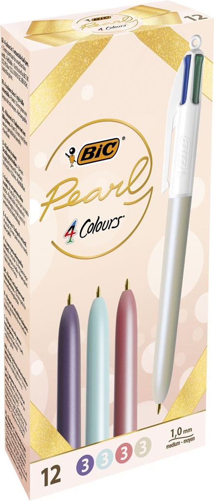 4 kleurenbalpen Bic Pearl assorti (12)