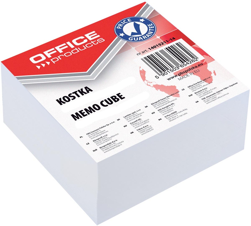 Memokubus Office Products gelijmd 8.5x8.5x4cm wit