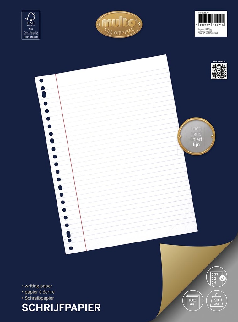 23-rings schrijfpapier Multo 100vel gelijnd