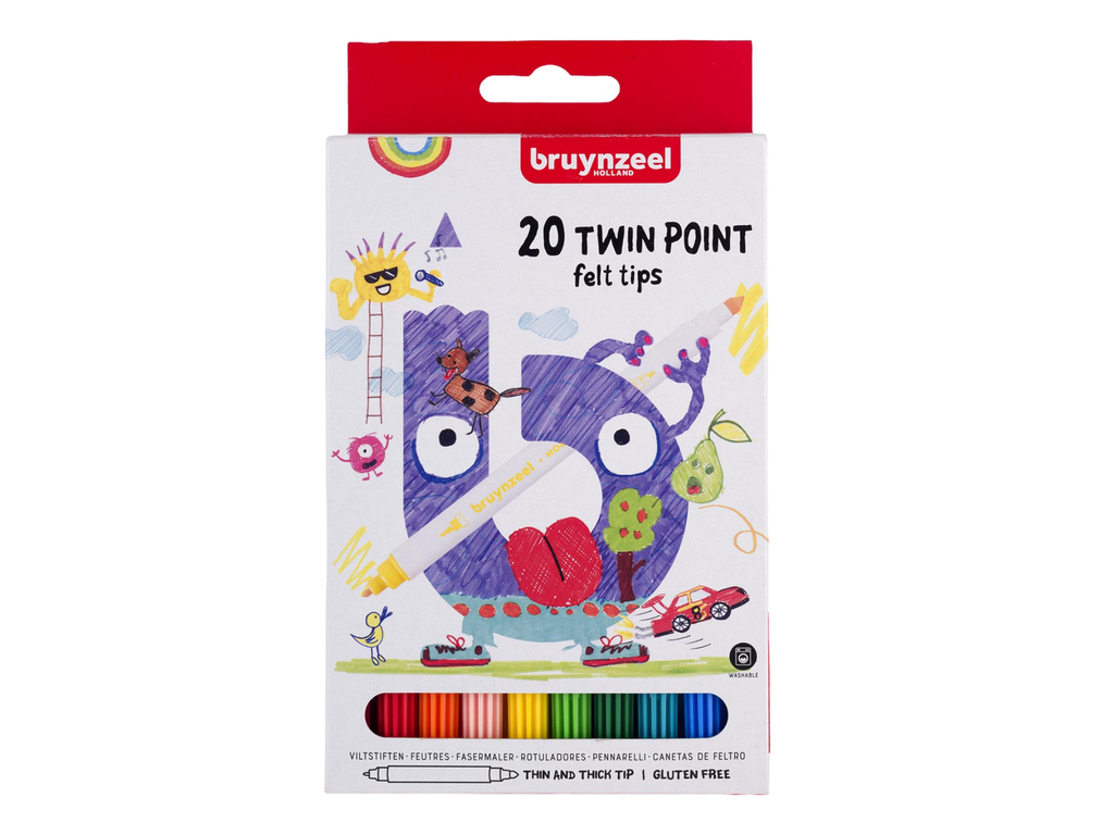 Viltstiften twin point Bruynzeel Kids geassorteerde kleuren (20)