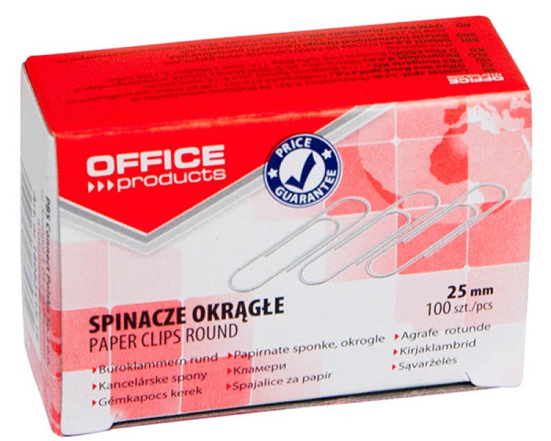 Papierklemmen OFFICE products  25 mm gegalvaniseerd (100)