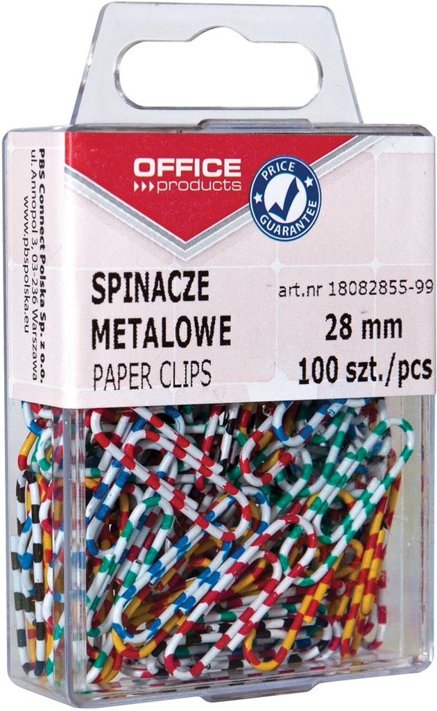 Papierklemmen Office Products zebra 28mm gestreept geassorteerde kleuren (100)