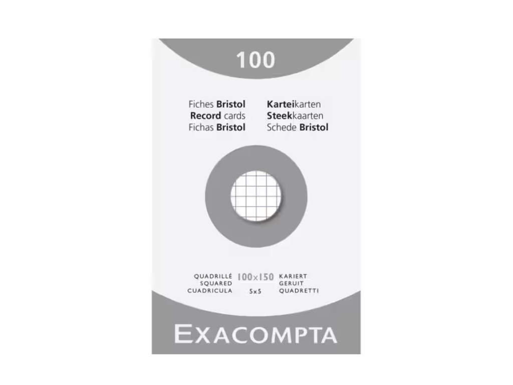 Systeemkaart Exacompta 100x150mm 205gr geruit wit (100)