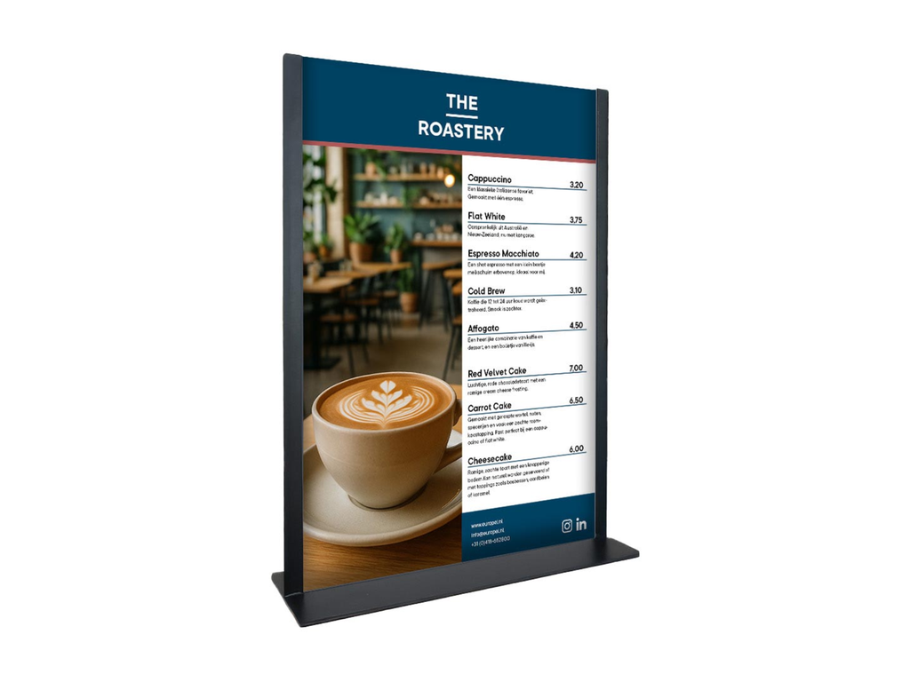 Folderhouder Europel metaal met T-voet A5 staand zwart