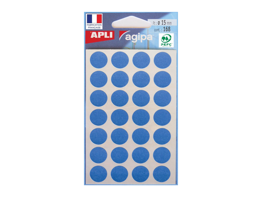 [TIM-111842] Etiketten Apli Ø 15mm (168) (blauw)