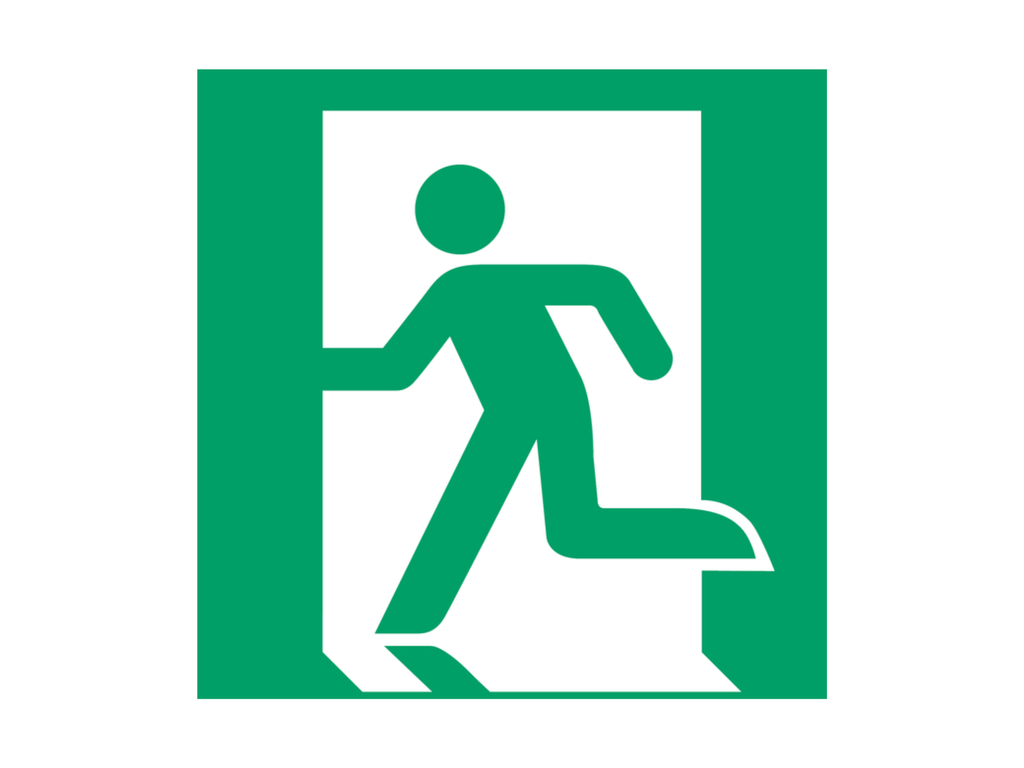 Pictogram bordje Djois Nooduitgang links 200x200mm groen 