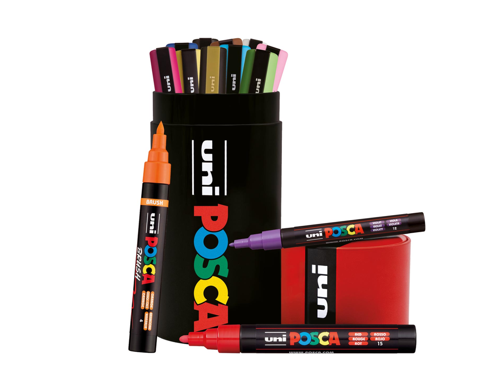 Paintmarker Uni Posca metalen koker assorti (13)