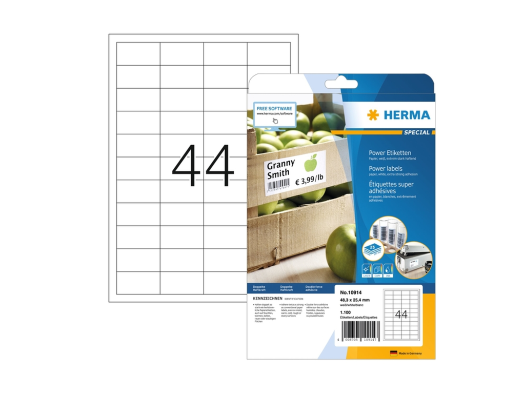 Etiketten Herma 44 etik/bl 48.6x25.4mm wit (25)