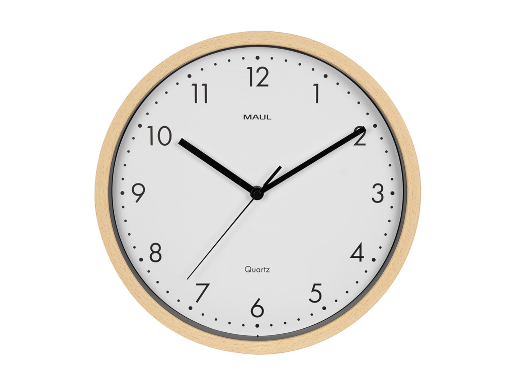 Wandklok Grain MAUL quartz diameter 31 cm kunststof kader licht hout