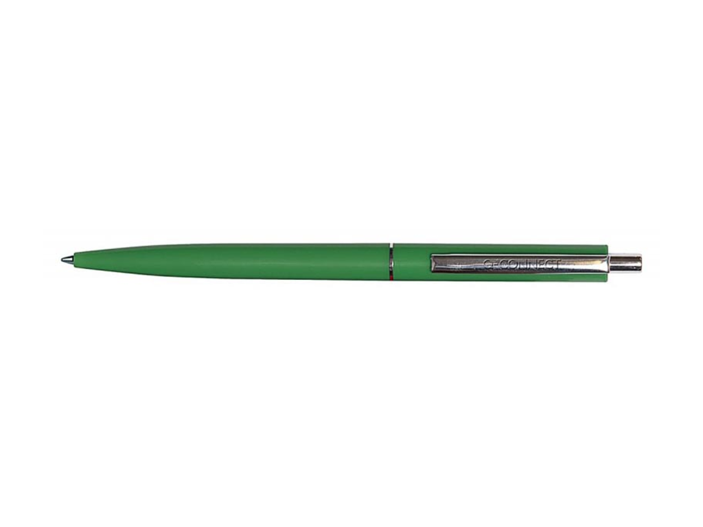 Balpen Q-CONNECT 0,7 mm medium punt metalen clip groen