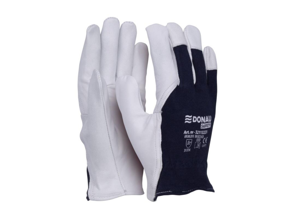Handschoenen Donau Safety wit-blauw M maat 8