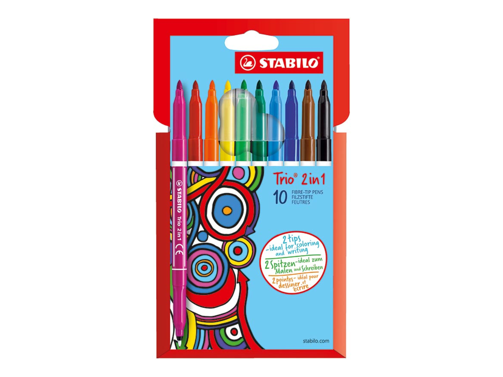 Viltstift Stabilo Trio 2-in-1 geassorteerde kleuren (10)