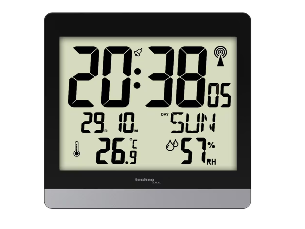 Digitale wandklok Technoline WS 8014 200x189x29mm zwart/zilver 