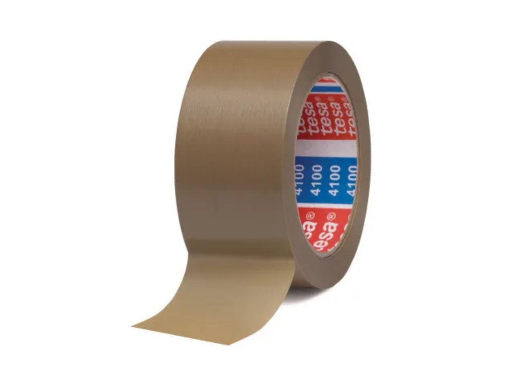 Verpakkingstape Tesa PVC 4100 geribbeld oppervlak 50mmx66m havana 
