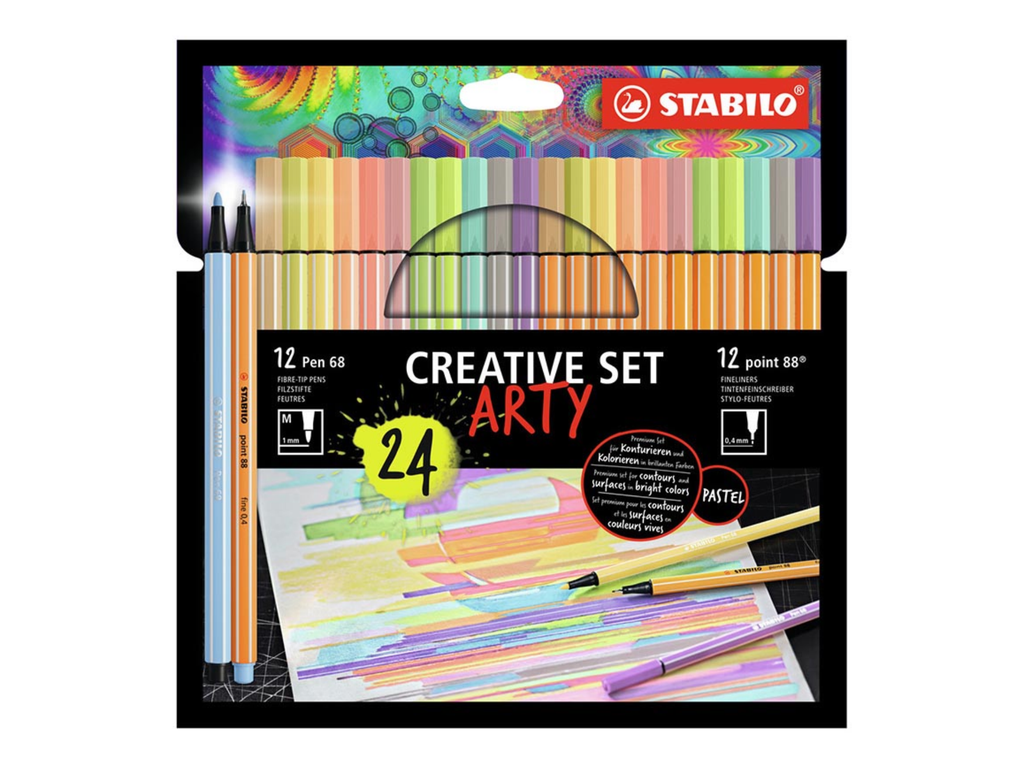 Viltstift Stabilo pen 68 + point 88 fineliner arty assorti (24)