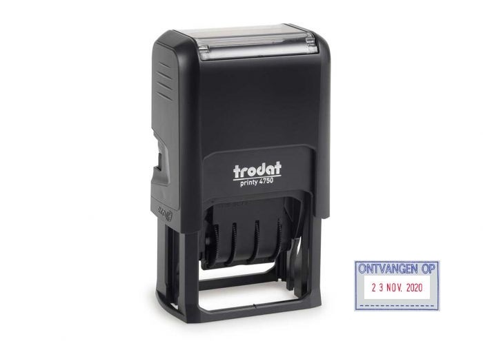 Trodat printy datumstempel 4750 + ONTVANGEN OP blauw-rood