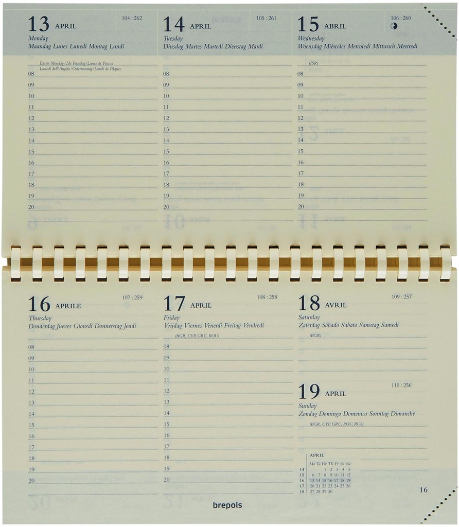 Zakagenda Brepols Omniplan Genova 89x160mm zestalig zwart 2026 1 week/2 pagina's