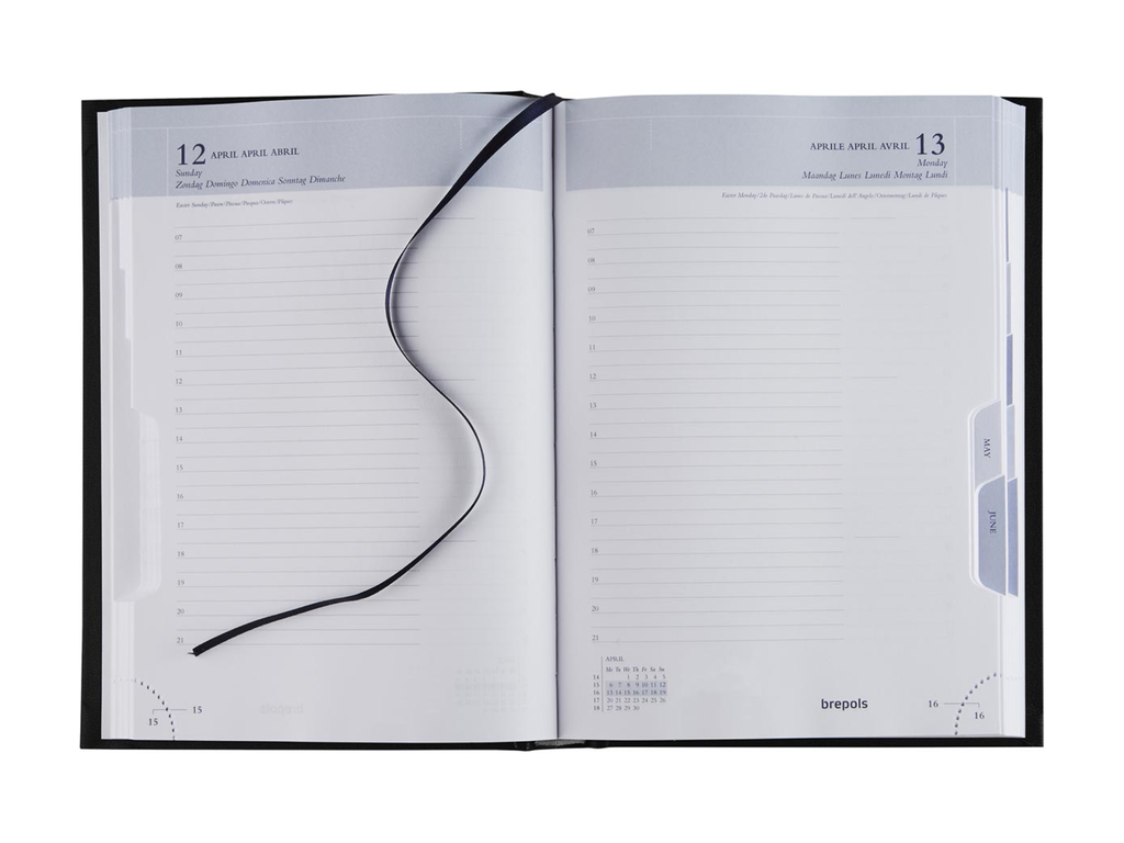 Agenda Brepols Minister Lima 148x210mm zestalig zwart 2027 1 dag/pagina